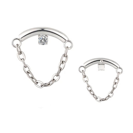 Titanium ring chain dangle jewelry with intricate design, featuring multiple interconnected rings and a dangling element.
