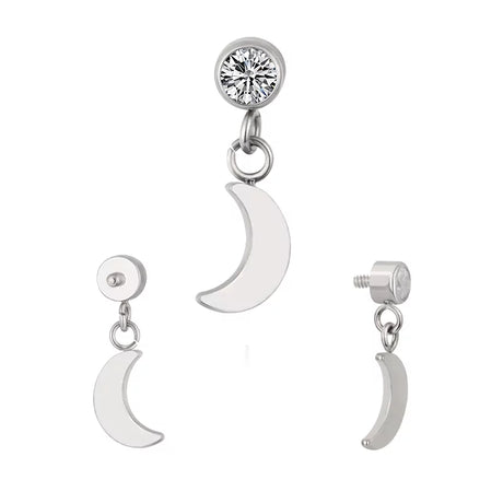 Elegant titanium ring featuring a moon design, crafted by BVShop, showcasing a sleek, modern jewelry piece with celestial detailing.