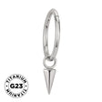 Titanium ring with spike dangle earring by BVShop, featuring a sleek, modern design with spikes hanging from a smooth titanium band.