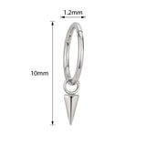 Titanium ring with spike dangle jewelry featuring a sleek, modern design, perfect for edgy fashion accessories.