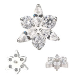 Titanium ring with star and flower engravings, stylish jewelry by BVShop, showcasing detailed craftsmanship and sleek design.
