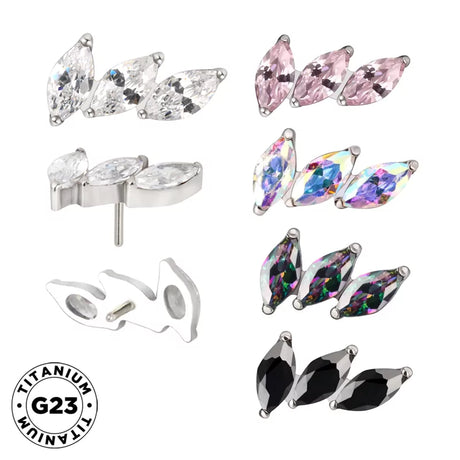 Titanium ring tips with 3 prongs and curved fan design, used for nail art and professional manicure applications.