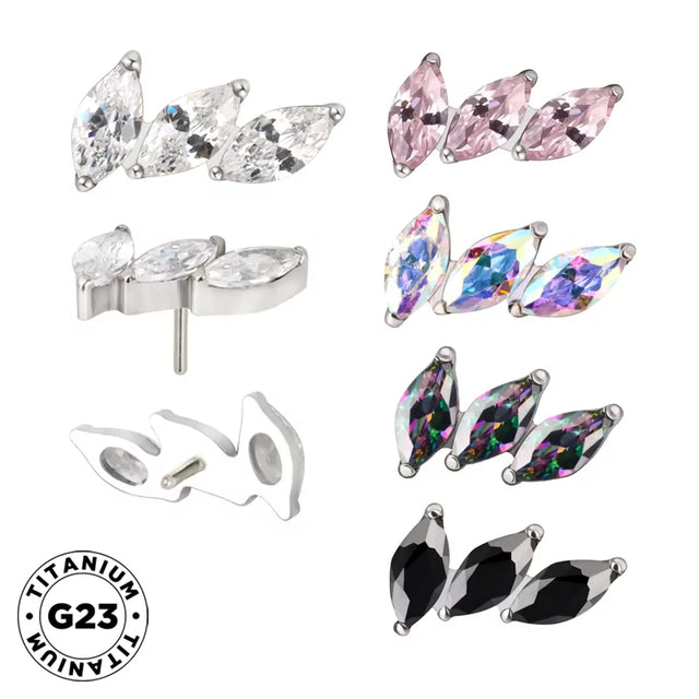 Titanium ring tips with 3 prongs and curved fan design, used for nail art and professional manicure applications.
