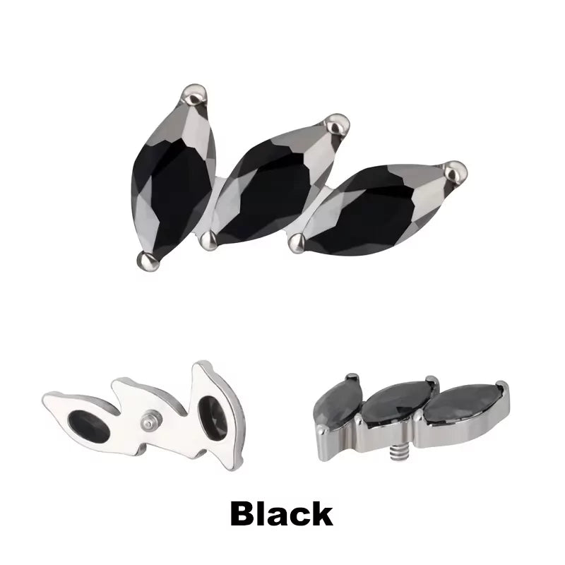 Titanium ring tips with 3-prong curved fan design, used for jewelry making, by BVShop.