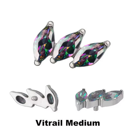 Titanium ring tips with 3-prong curved fan design, used for jewelry making or crafting, from BVShop.