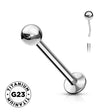 Titanium threadless ball top with labret post, body jewelry piercing accessory by BVShop, featuring smooth metallic finish and secure fit.
