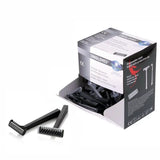 Black disposable razor from UNIGLOVES with 100 pieces, featuring a sleek handle and safety blade for easy shaving.