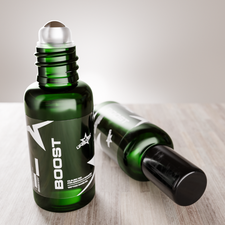 Unistar Boost Tattoo Care Oil 30ml bottle with dropper cap, designed for healing and moisturizing new tattoos.