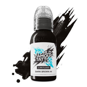 World Famous Limitless Tattoo Ink Dark Brown 4 30ml - BVShop