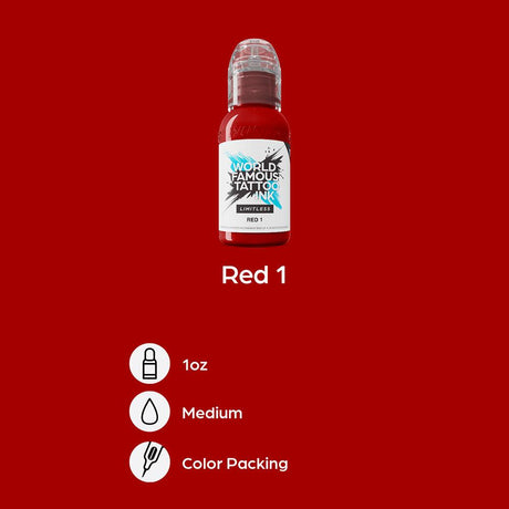 World Famous Limitless Tattoo Ink Red 1 30ml - BVShop
